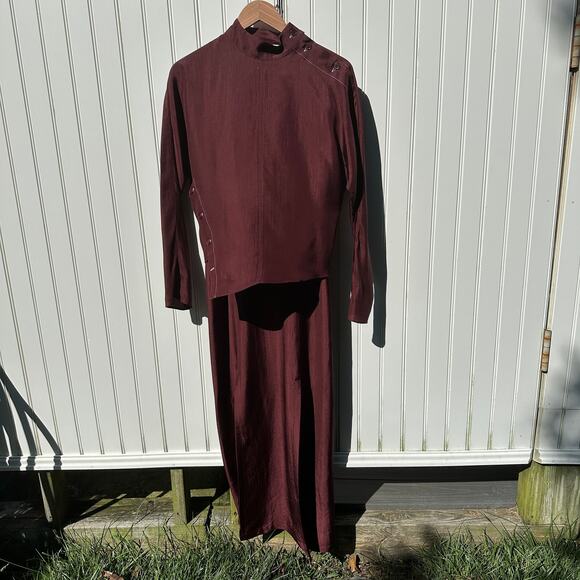 Róhe Rohe Fluid Slip Dress + Uneven Button Top Mulberry Burgundy 36 EU 4 US $990 - Picture 6 of 16